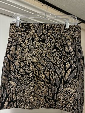 Stretchy Gold Cheetah Print Mini Skirt and Tube Top